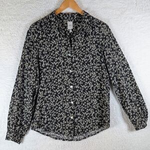 79-Ichi Women's Black and‎ Cream Button-Down Shirt